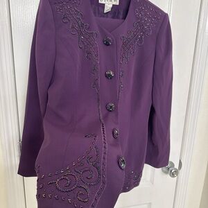 Elegant 2 Piece Vintage Purple Embellished Women's Set